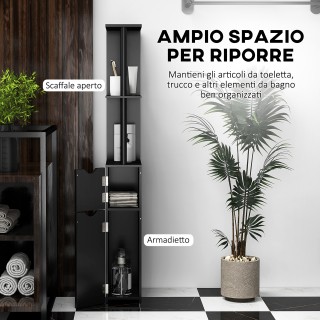 Kleankin Στήλη Μπάνιου με 2 Ράφια και 2 Ντουλάπια, Ψηλό Έπιπλο Εξο... Kleankin Στήλη Μπάνιου με 2 Ράφια και 2 Ντουλάπια, Ψηλό Έπιπλο Εξο...