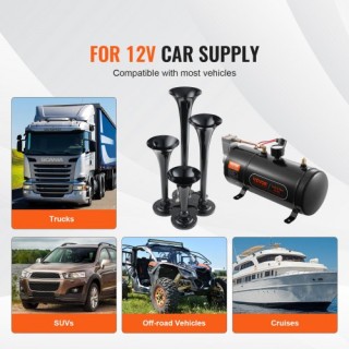 Σετ Κόρνας Τρένου VEVOR 4 Σαλπίγγων με Αεροσυμπιεστή 120 psi και Δο...