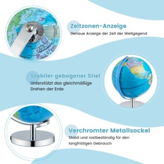 Φωτιζόμενη Υδρόγειος Σφαίρα με Μεταλλική Βάση  23 cm COSTWAY HZ10154