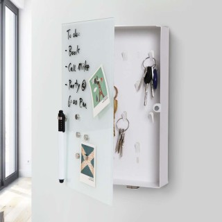 BAKAJI  Κουτί Κλειδιών με Μαγνητικό Γυάλινο Πίνακα + Μαγνήτες και Μ...
