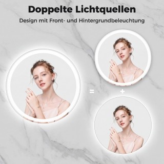 Costway Στρογγυλός LED καθρέφτης μπάνιου με ρυθμιζόμενη φωτεινότητα...