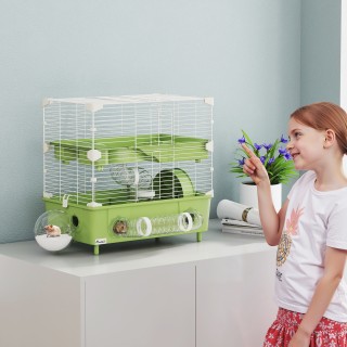 PawHut Κλουβί για Χάμστερ με 2 Επίπεδα και 3 Πόρτες με Τροχό και Σω... PawHut Κλουβί για Χάμστερ με 2 Επίπεδα και 3 Πόρτες με Τροχό και Σω...