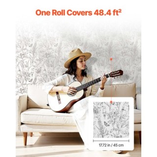 VEVOR Λευκή Ανθική Αυτοκόλλητη Ταπετσαρία 45x1000cm Αδιάβροχη BZCCB... VEVOR Λευκή Ανθική Αυτοκόλλητη Ταπετσαρία 45x1000cm Αδιάβροχη BZCCB...