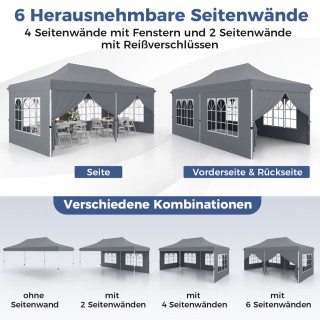 Costway Γκρι Αναδιπλούμενο Περίπτερο 3x6μ με 6 Αφαιρούμενα Πλευρικά... Costway Γκρι Αναδιπλούμενο Περίπτερο 3x6μ με 6 Αφαιρούμενα Πλευρικά...