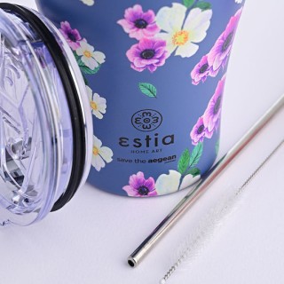 ESTIA Θερμική Κούπα Καφέ 350ml Save the Aegean ε Garden Blue 01-16883