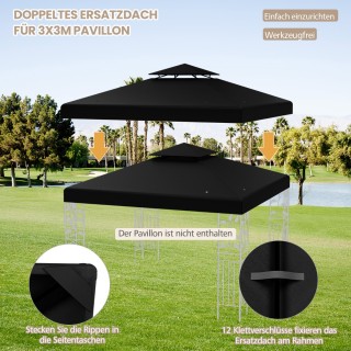 Costway Ανταλλακτική Οροφή με Αεραγωγούς για Κιόσκι 3 x 3 M Μαύρη N... Costway Ανταλλακτική Οροφή με Αεραγωγούς για Κιόσκι 3 x 3 M Μαύρη N...