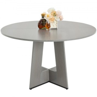 Στρογγυλό Ξύλινο Τραπέζι Δείπνου για 2-4 Άτομα 1200x1200x750 mm Γκρ...