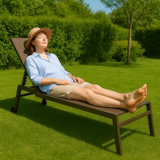 BAKAJI Πτυσσόμενη Ξαπλώστρα Κήπου με Ρόδες, 200x102x65 εκ  Χρώμα Γκ...