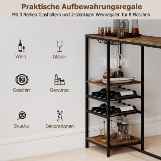 Costway Πολυλειτουργικός Πάγκος Κουζίνας- Μπαρ με Ράφια & Κρασοθήκ... Costway Πολυλειτουργικός Πάγκος Κουζίνας- Μπαρ με Ράφια & Κρασοθήκ...