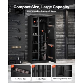 VEVOR Οπλοθήκη 4 Όπλων Πυρίμαχη  με 3 Θήκες και 2 Ρυθμιζόμενα Ράφια...