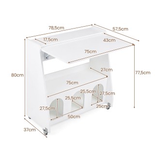 Costway Λευκό γραφείο υπολογιστή με ρόδες και αναδιπλούμενη επιφάνε... Costway Λευκό γραφείο υπολογιστή με ρόδες και αναδιπλούμενη επιφάνε...