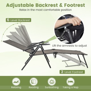 Σετ Ρυθμιζόμενες Ξαπλώστρες Βεράντας με Μεταλλικό Σκελετό- Φορητές ...