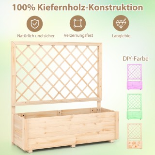 Costway Φυτοδοχείο με Πέργκολα & Οπές Αποστράγγισης, Φυσικό, 98 x 3...