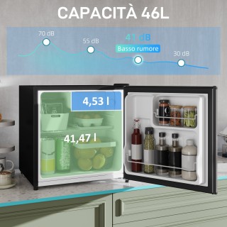 HOMCOM Μίνι Ψυγείο 46L με Θάλαμο Πάγου, Αναστρέψιμη Πόρτα, Ρυθμιζόμ...