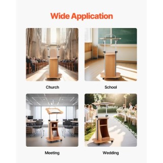 VEVOR Κινητό Βήμα 43 από Ξύλο με Ρυθμιζόμενο Ύψος και Αποθηκευτικό ...