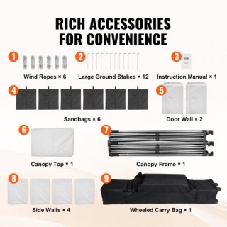 Τέντα VEVOR 10x20FT με Πλευρικά Τοιχώματα & Τσάντα Λευκή  DCSYPBS10...