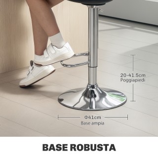 HOMCOM Σετ 2 Μπαρ Σκαμπό με Πλάτη και Υποπόδιο, από PP, PU Δέρμα κα...