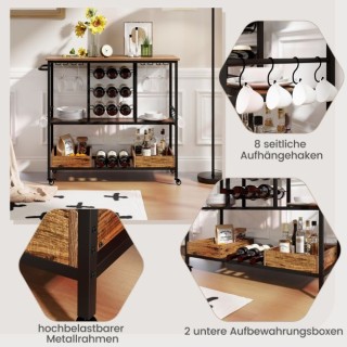 Τρόλεϊ Κουζίνας 3 Επιπέδων 108 x 40 x 91 cm COSTWAY JV11558CF Τρόλεϊ Κουζίνας 3 Επιπέδων 108 x 40 x 91 cm COSTWAY JV11558CF