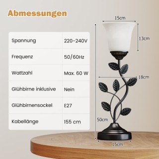 Costway Ρετρό Επιτραπέζιο Φωτιστικό με Γυάλινο Καπελάκι σε Σχήμα Το...