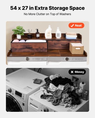 VEVOR Ξύλινος Πάγκος Πλυντηρίου-Στεγνωτηρίου με Ράφι και Συρτάρια, ...