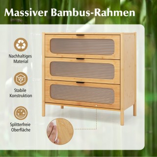 Costway Κομψή και Λειτουργική Συρταριέρα  Μπαμπού 80 x 40 x 78,5 cm...