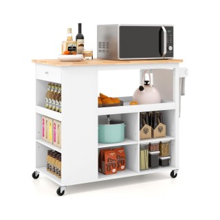 Costway Κουζινοκαρότσι με Ρόδες, Επιφάνεια Εργασίας, Συρτάρι, 4 Ράφ...