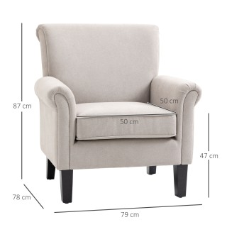 HOMCOM Nordic Style Furnishing Πολυθρόνα με μπράτσα, σε ξύλο και πο...