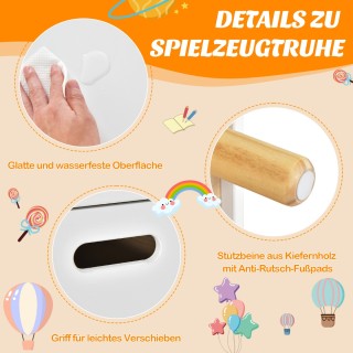 Costway Ξύλινο Κουτί Παιχνιδιών με Ράφι και Καπάκι 60 x 30 x 44 cm ...