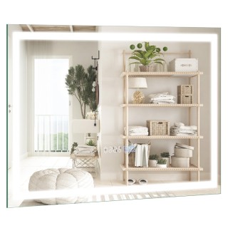 Costway Καθρέφτης μπάνιου με αντιθαμβωτική λειτουργία, ρολόι, διακό...