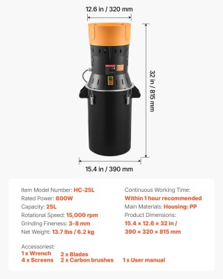 VEVOR Ηλεκτρικός Μύλος Άλεσης Δημητριακών 600W, Επαγγελματικός Τριβ... VEVOR Ηλεκτρικός Μύλος Άλεσης Δημητριακών 600W, Επαγγελματικός Τριβ...