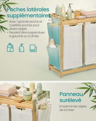 SONGMICS Δίχωρο Καλάθι Ρούχων με Ράφια από Μπαμπού 67x33x78cm RLH10... SONGMICS Δίχωρο Καλάθι Ρούχων με Ράφια από Μπαμπού 67x33x78cm RLH10...