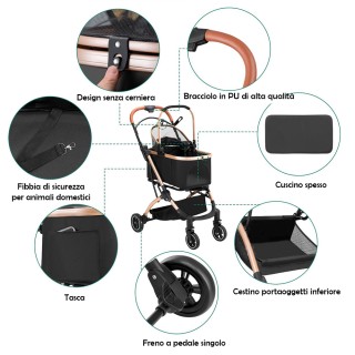 BAKAJI Καροτσάκι 2 σε 1 για Κατοικίδια Ζώα Μετατρέψιμο για Σκύλους ...