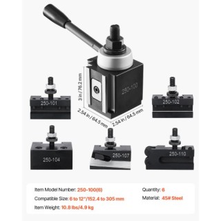 VEVOR Σετ 6 Τεμαχίων Βάσεις Εργαλείων Ταχείας Αλλαγής για Τόρνο 6-1...