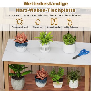 Costway Πάγκος Ραφιέρα Εξωτερικού Χώρου από Ακακία με Ρεζινένια Επι...