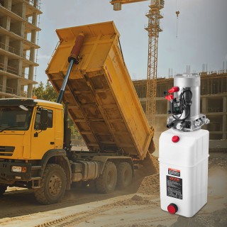 VEVOR Υδραυλική Μονάδα 6L, Μονής Ενέργειας, 12V DC με Μεταλλικό Δοχ...