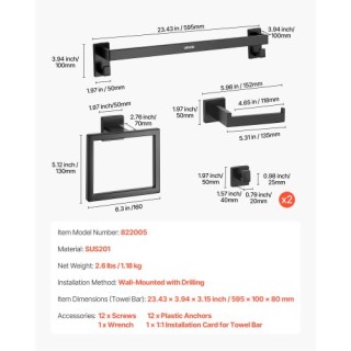 VEVOR Σετ Μαύρου Ματ Εξοπλισμού Μπάνιου, 5 Τεμαχίων Από Ανοξείδωτο ... VEVOR Σετ Μαύρου Ματ Εξοπλισμού Μπάνιου, 5 Τεμαχίων Από Ανοξείδωτο ...