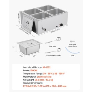 VEVOR Μπεν Μαρί 4 Θέσεων 1500W Επιτραπέζιο Ζέσταμα Τροφίμων με Καπά... VEVOR Μπεν Μαρί 4 Θέσεων 1500W Επιτραπέζιο Ζέσταμα Τροφίμων με Καπά...