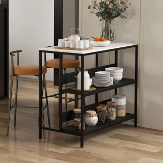 HOMCOM Kitchen Island με ράφια, μαρμάρινο εφέ και μεταλλική κατασκε...