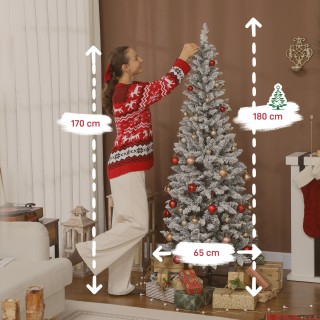 HOMCOM Χριστουγεννιάτικο Δέντρο με Χιόνι με 180 LED Φώτα και 11 Εφέ...