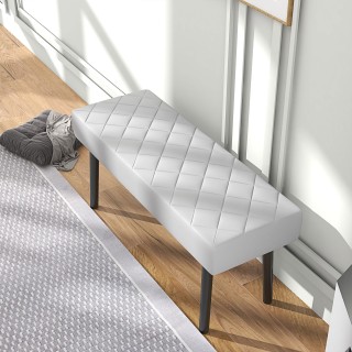 HOMCOM Παγκάκι Υποπόδιο Επενδυμένο με Ψεύτικο Δέρμα Καπιτονέ με Δια...