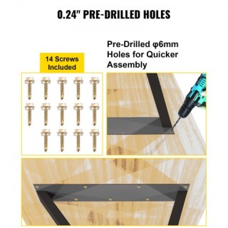 VEVOR  Μεταλλικά Πόδια Τραπεζιού Σχήματος Ζ 28x18 Σετ 2 Τεμαχίων TZ...