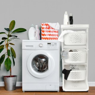 BAKAJI Λευκό Κουζινικό Καρότσι Με Καλάθια Φρούτων Από Πολυπροπυλένι... BAKAJI Λευκό Κουζινικό Καρότσι Με Καλάθια Φρούτων Από Πολυπροπυλένι...