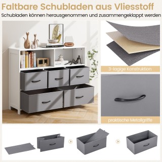 Costway  Συρταριέρα με 5 συρτάρια και ανοιχτά ράφια 100 x 30 x 78 ε...