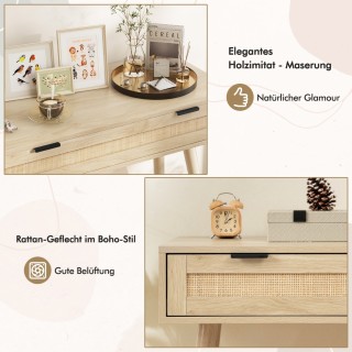 Τραπέζι Εισόδου με Ξύλινη Όψη και Ρατάν Λεπτομέρειες 88 x 40 x 77 c... Τραπέζι Εισόδου με Ξύλινη Όψη και Ρατάν Λεπτομέρειες 88 x 40 x 77 c...