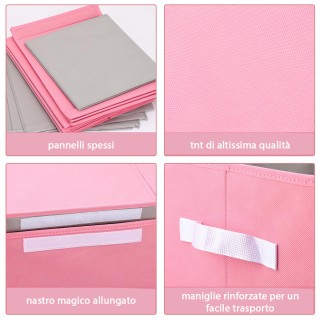 BAKAJI  Κουτί με 3 Διαμερίσματα Ροζ Κουτί Καλάθι Παιχνιδιών Πολυχρη...