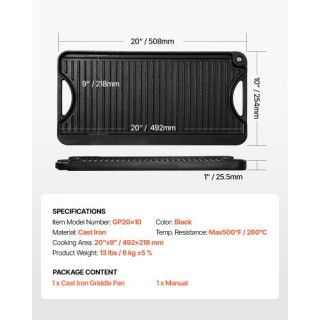 VEVOR Αντικολλητική Μαντεμένια Πλάκα Ψησίματος 20x10 Μαύρη SMJP2010... VEVOR Αντικολλητική Μαντεμένια Πλάκα Ψησίματος 20x10 Μαύρη SMJP2010...