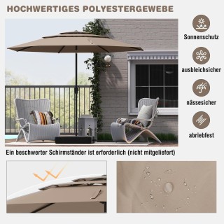 Costway Αντιανεμική Ομπρέλα Κήπου 3 Επιπέδων με Μανιβέλα Καφέ NP123...