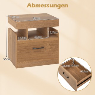 Costway Κομοδίνο με Φόρτιση & Συρτάρι & Ανοιχτά Ράφια, Πλαϊνό Τραπ... Costway Κομοδίνο με Φόρτιση & Συρτάρι & Ανοιχτά Ράφια, Πλαϊνό Τραπ...