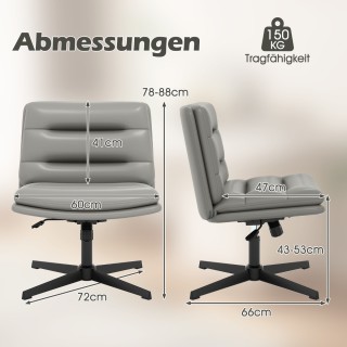 Costway Περιστρεφόμενη Πολυθρόνα Γραφείου με Παχιά Επένδυση σε Γκρι...