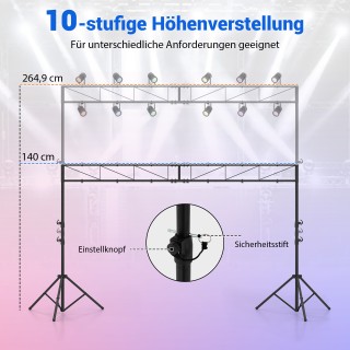 Costway Ρυθμιζόμενη Βάση Φωτισμού DJ με Τραβέρσα 360 cm, Ύψος 140–2...